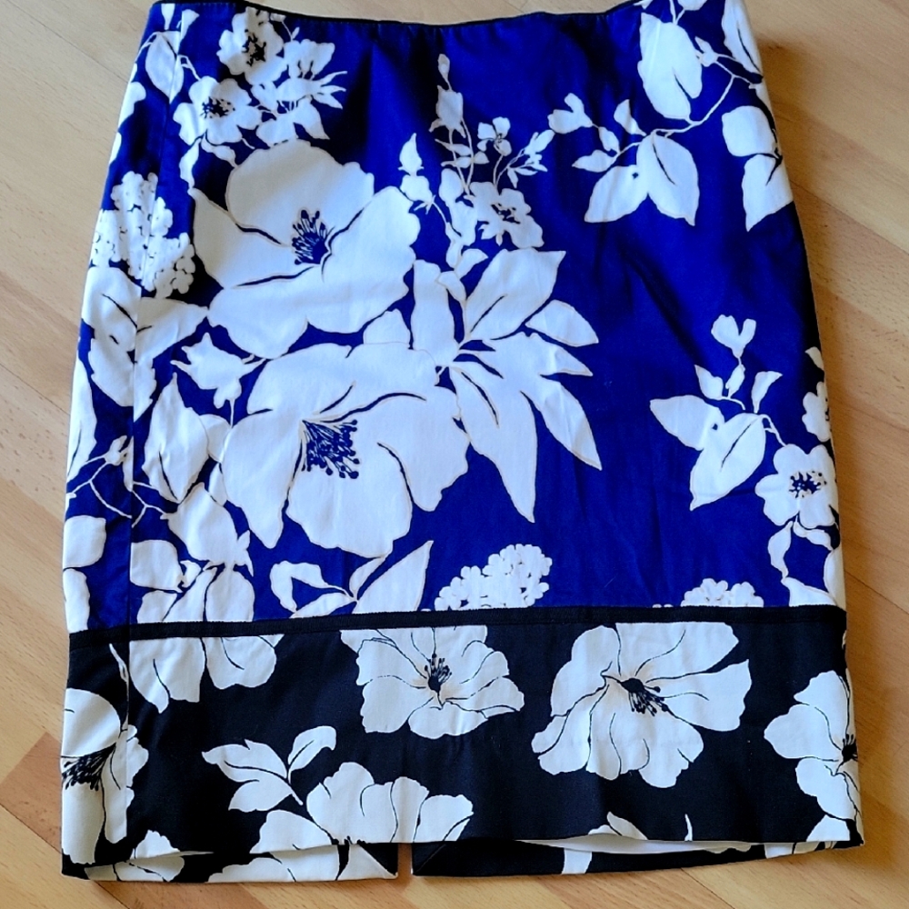Floral Blue and Black Women's Skirt